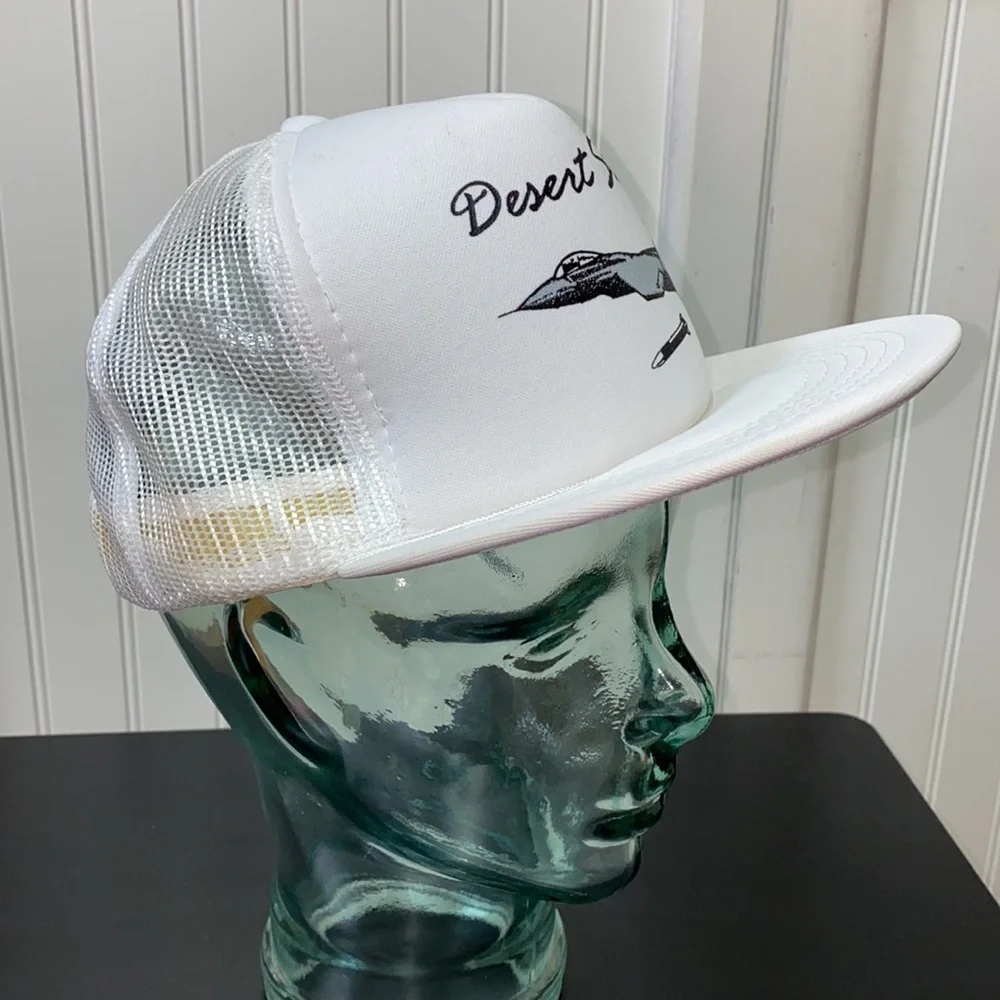 90s Desert Storm F-15 Strike Eagle Trucker Hat Cap 1990’s Vintage NOS